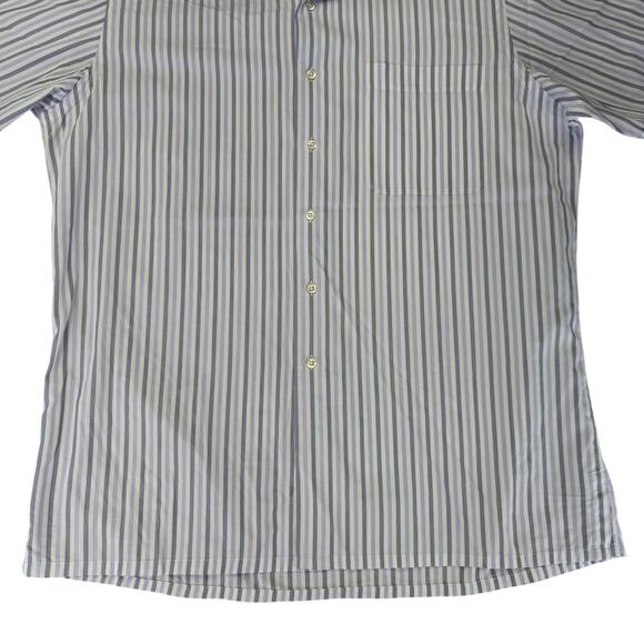 Maus & Hoffman Short Sleeve Button-down Shirt Purple Stripe Cotton USA Men Large - Picture 4 of 8